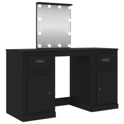 vidaXL Schminktisch mit LED-Leuchten Schwarz 130x50x132,5 cm