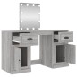 vidaXL Schminktisch mit LED-Leuchten Grau Sonoma 130x50x132,5 cm vidaXL Schminktisch mit LED-Leuchten Grau Sonoma 130x50x132,5 cm