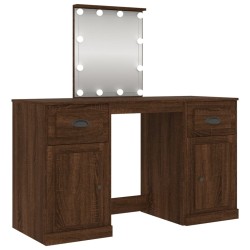 vidaXL Schminktisch mit LED-Leuchten Braun Eichen-Optik 130x50x132,5cm