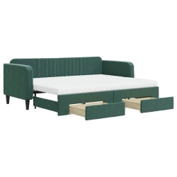 vidaXL Tagesbett Ausziehbar mit Schubladen Dunkelgrün 80x200 cm Samt