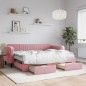 vidaXL Tagesbett Ausziehbar mit Schubladen Rosa 80x200 cm Samt vidaXL Tagesbett Ausziehbar mit Schubladen Rosa 80x200 cm Samt
