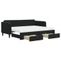 vidaXL Tagesbett Ausziehbar mit Schubladen Schwarz 80x200 cm Samt vidaXL Tagesbett Ausziehbar mit Schubladen Schwarz 80x200 cm Samt