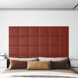 vidaXL Wandpaneele 12 Stk. Weinrot 30x30 cm Kunstleder 1,08 m²