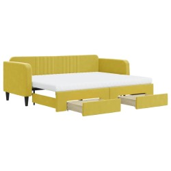 vidaXL Tagesbett Ausziehbar mit Schubladen Gelb 80x200 cm Samt