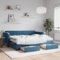 vidaXL Tagesbett mit Rollbett und Schubladen Blau 90x200 cm Samt vidaXL Tagesbett mit Rollbett und Schubladen Blau 90x200 cm Samt