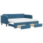 vidaXL Tagesbett mit Rollbett und Schubladen Blau 90x200 cm Samt vidaXL Tagesbett mit Rollbett und Schubladen Blau 90x200 cm Samt