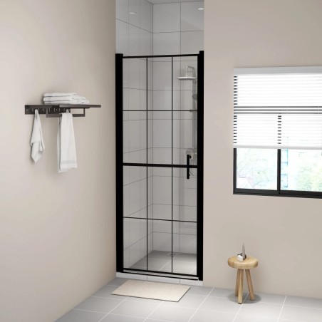 vidaXL Duschtür Hartglas 91x195 cm Schwarz