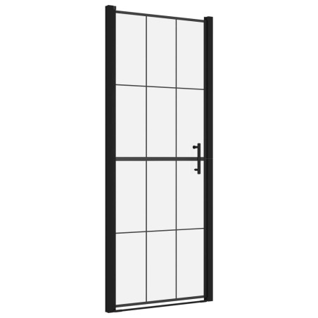 vidaXL Duschtür Hartglas 91x195 cm Schwarz