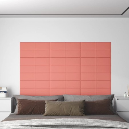 Wandpaneele 12 Stk. Rosa 60x15 cm Samt 1,08 m²