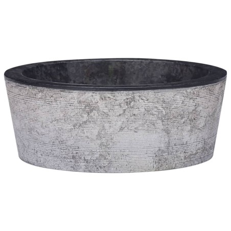vidaXL Waschbecken Schwarz Ø40x15 cm Marmor
