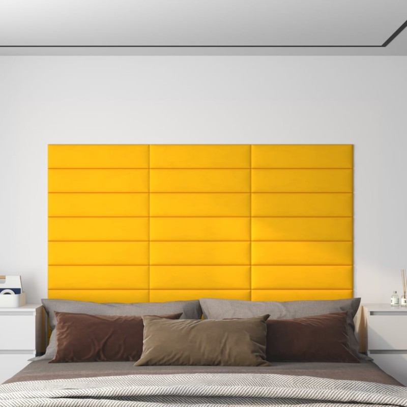 Wandpaneele 12 Stk. Gelb 60x15 cm Samt 1,08 m² Wandpaneele 12 Stk. Gelb 60x15 cm Samt 1,08 m²