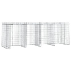 vidaXL Gabionen-Mülltonnenbox 350x91x120 cm Verzinktes Eisen
