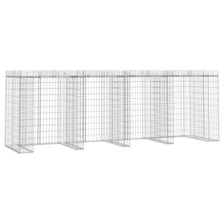 vidaXL Gabionen-Mülltonnenbox 350x91x120 cm Verzinktes Eisen