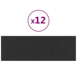 vidaXL Wandpaneele 12 Stk. Schwarz 90x30 cm Stoff 3,24 m²