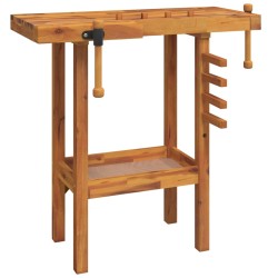 vidaXL Werkbank mit Schraubstöcken 92x48x83 cm Massivholz Akazie