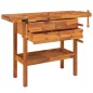 vidaXL Werkbank mit Schubladen Schraubstöcken 124x52x83 cm Akazienholz vidaXL Werkbank mit Schubladen Schraubstöcken 124x52x83 cm Akazienholz