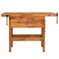 vidaXL Werkbank mit Schubladen Schraubstöcken 124x52x83 cm Akazienholz vidaXL Werkbank mit Schubladen Schraubstöcken 124x52x83 cm Akazienholz