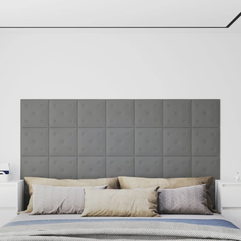 Wandpaneele 12 Stk. Grau 30x30 cm Kunstleder 1,08 m² Wandpaneele 12 Stk. Grau 30x30 cm Kunstleder 1,08 m²