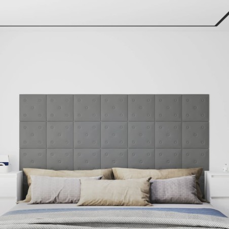 Wandpaneele 12 Stk. Grau 30x30 cm Kunstleder 1,08 m²