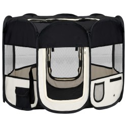 vidaXL Faltbarer Welpenlaufstall mit Tragetasche Schwarz 90x90x58 cm 