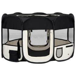 vidaXL Faltbarer Welpenlaufstall mit Tragetasche Schwarz 125x125x61 cm