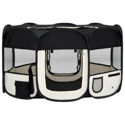 vidaXL Faltbarer Welpenlaufstall mit Tragetasche Schwarz 145x145x61 cm