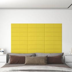 Wandpaneele 12 Stk. Hellgelb 60x15 cm Stoff 1,08 m²