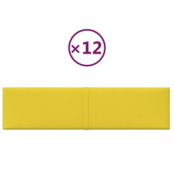 Wandpaneele 12 Stk. Hellgelb 60x15 cm Stoff 1,08 m²