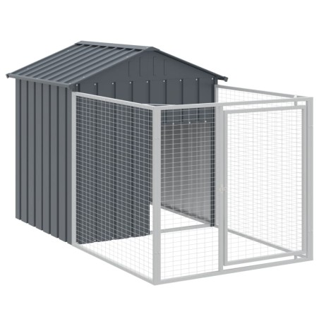  vidaXL Hundehütte mit Auslauf Anthrazit 117x201x123cm Verzinkter Stahl