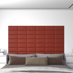 Wandpaneele 12 Stk. Weinrot 30x15 cm Kunstleder 0,54 m²