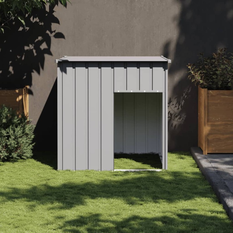 vidaXL Hundehütte mit Dach Hellgrau 110x103x109 cm Verzinkter Stahl vidaXL Hundehütte mit Dach Hellgrau 110x103x109 cm Verzinkter Stahl