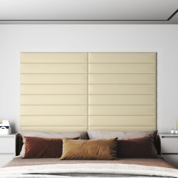 vidaXL Wandpaneele 12 Stk. Creme 90x15 cm Kunstleder 1,62 m²