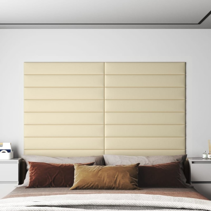 vidaXL Wandpaneele 12 Stk. Creme 90x15 cm Kunstleder 1,62 m² vidaXL Wandpaneele 12 Stk. Creme 90x15 cm Kunstleder 1,62 m²