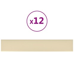 vidaXL Wandpaneele 12 Stk. Creme 90x15 cm Kunstleder 1,62 m²