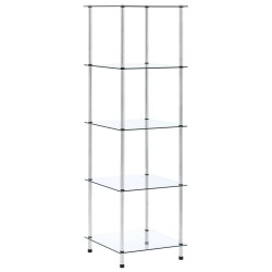 vidaXL Regal mit 5 Ablagen Transparent 40x40x130 cm Hartglas