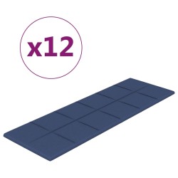 Wandpaneele 12 Stk. Blau 90x30 cm Stoff 3,24 m²