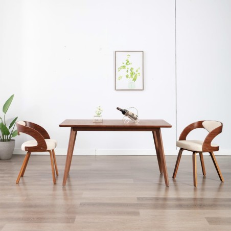 vidaXL Esszimmerstühle 2 Stk. Creme Bugholz und Kunstleder 