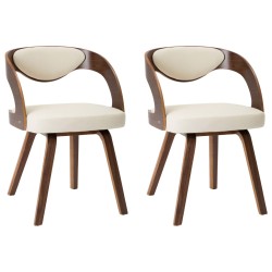 vidaXL Esszimmerstühle 2 Stk. Creme Bugholz und Kunstleder 