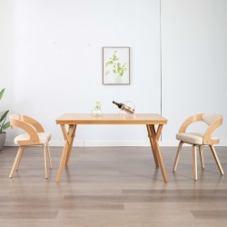 vidaXL Esszimmerstühle 2 Stk. Creme Bugholz und Kunstleder