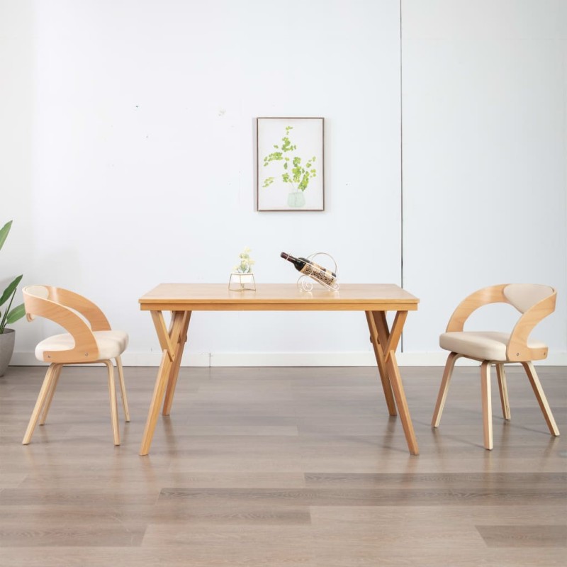 vidaXL Esszimmerstühle 2 Stk. Creme Bugholz und Kunstleder vidaXL Esszimmerstühle 2 Stk. Creme Bugholz und Kunstleder