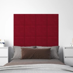 Wandpaneele 12 Stk. Weinrot 30x30 cm Samt 1,08 m²