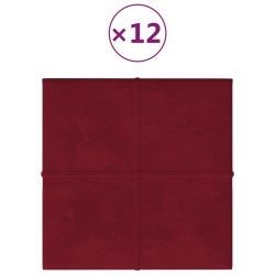 Wandpaneele 12 Stk. Weinrot 30x30 cm Samt 1,08 m²