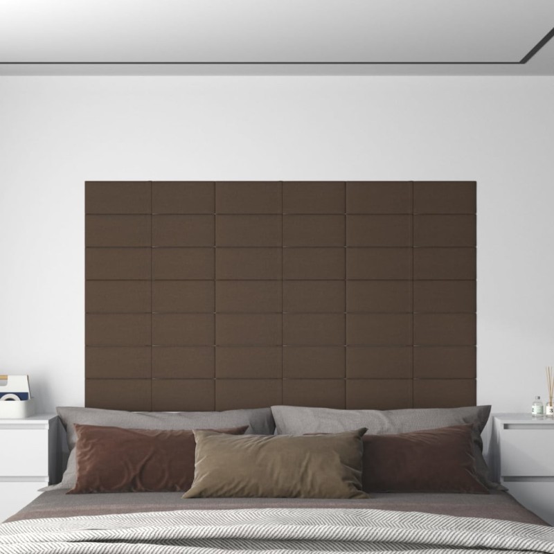 vidaXL Wandpaneele 12 Stk. Braun 60x15 cm Stoff 1,08 m² vidaXL Wandpaneele 12 Stk. Braun 60x15 cm Stoff 1,08 m²