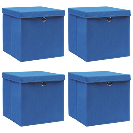  vidaXL Aufbewahrungsboxen mit Deckeln 4 Stk. Blau 32x32x32 cm Stoff