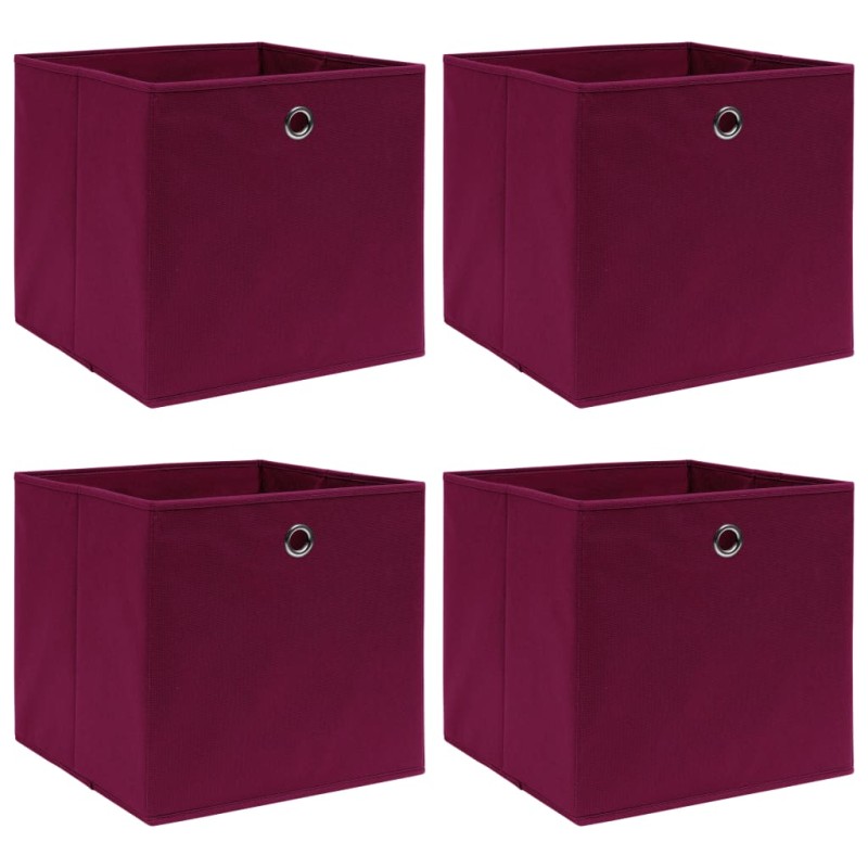 vidaXL Aufbewahrungsboxen 4 Stk. Dunkelrot 32x32x32cm Stoff vidaXL Aufbewahrungsboxen 4 Stk. Dunkelrot 32x32x32cm Stoff
