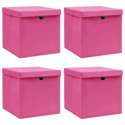 vidaXL Aufbewahrungsboxen mit Deckeln 4 Stk. Rosa 32x32x32 cm Stoff