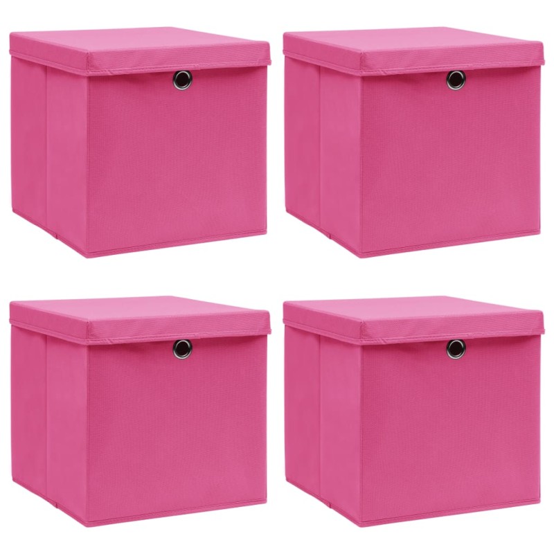 vidaXL Aufbewahrungsboxen mit Deckeln 4 Stk. Rosa 32x32x32 cm Stoff vidaXL Aufbewahrungsboxen mit Deckeln 4 Stk. Rosa 32x32x32 cm Stoff