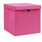 vidaXL Aufbewahrungsboxen mit Deckeln 4 Stk. Rosa 32x32x32 cm Stoff vidaXL Aufbewahrungsboxen mit Deckeln 4 Stk. Rosa 32x32x32 cm Stoff