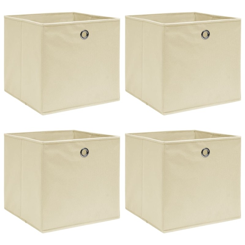 vidaXL Aufbewahrungsboxen 4 Stk. Creme 32x32x32 cm Stoff vidaXL Aufbewahrungsboxen 4 Stk. Creme 32x32x32 cm Stoff