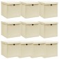 vidaXL Aufbewahrungsboxen mit Deckel 10 Stk. Creme 32x32x32 cm Stoff vidaXL Aufbewahrungsboxen mit Deckel 10 Stk. Creme 32x32x32 cm Stoff